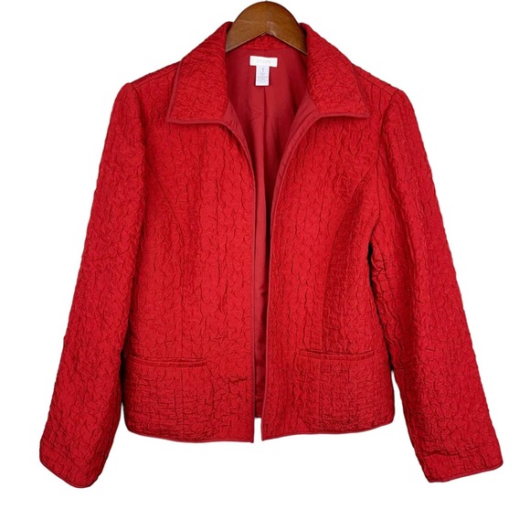 Chico's Jackets & Blazers - Chico’s Jacket Textured Red Open Front Long Sleeves Women’s 1 or M 8
